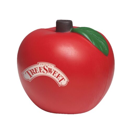 Red Apple Stress Shape With Green Leaves-1